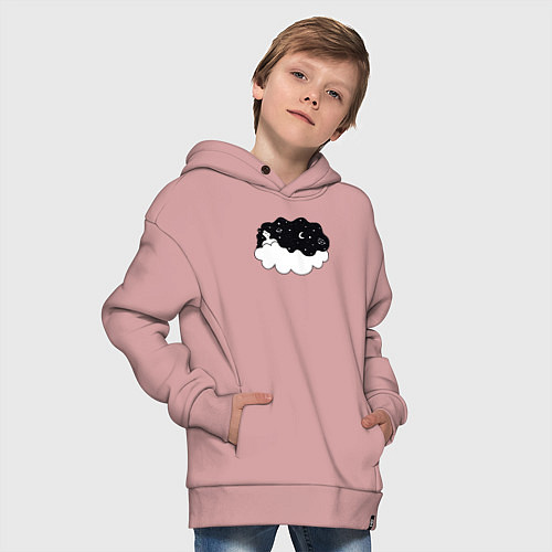 Детское худи оверсайз Космическая девушка на облаке / Пыльно-розовый – фото 4