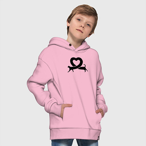 Детское худи оверсайз Love cat / Светло-розовый – фото 4