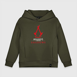 Толстовка оверсайз детская Assassins creed shadows logo, цвет: хаки