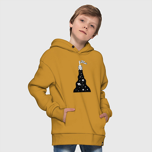 Детское худи оверсайз Художник космонавт / Горчичный – фото 4