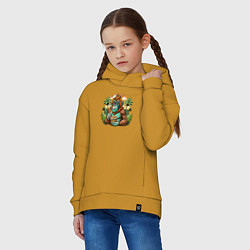 Толстовка оверсайз детская Орангутанг на пляже, цвет: горчичный — фото 2