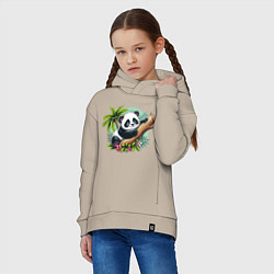 Толстовка оверсайз детская Панда в тропиках, цвет: миндальный — фото 2