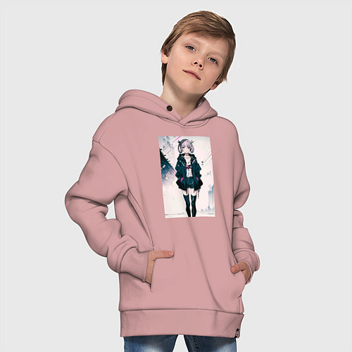 Детское худи оверсайз Надзуна Нанакуса - Песнь ночных сов / Пыльно-розовый – фото 4