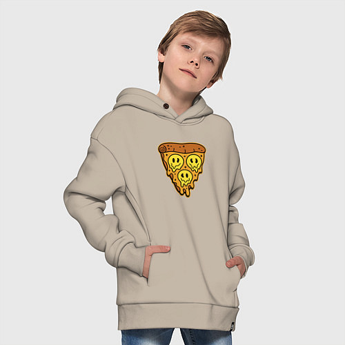 Детское худи оверсайз Happy nation pizza / Миндальный – фото 4