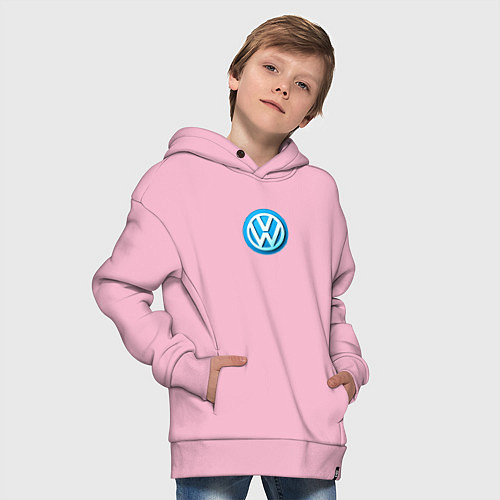 Детское худи оверсайз Volkswagen logo blue / Светло-розовый – фото 4