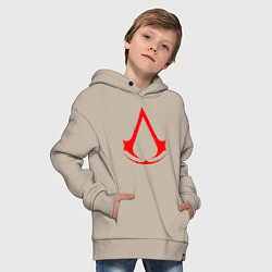 Толстовка оверсайз детская Red logo of assassins, цвет: миндальный — фото 2