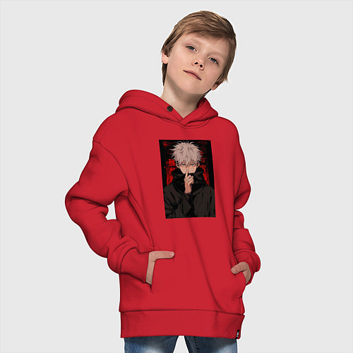 Детское худи оверсайз Магическая битва Тогэ Инумаки / Красный – фото 4