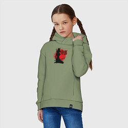 Толстовка оверсайз детская Самурайская лиса, цвет: авокадо — фото 2