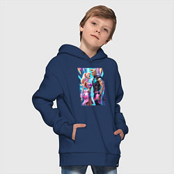 Толстовка оверсайз детская Barbie and Ken - ai art fantasy, цвет: тёмно-синий — фото 2