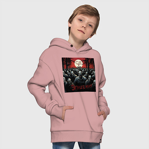 Детское худи оверсайз Эпидемия - скелеты в шкафу / Пыльно-розовый – фото 4