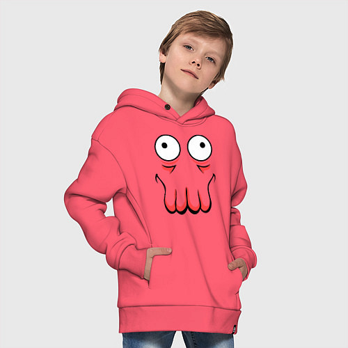 Детское худи оверсайз John Zoidberg Face / Коралловый – фото 4