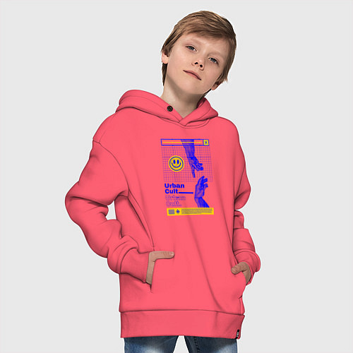 Детское худи оверсайз Сотворение Адама urban cult / Коралловый – фото 4
