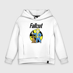 Толстовка оверсайз детская Vault boy and dog, цвет: белый