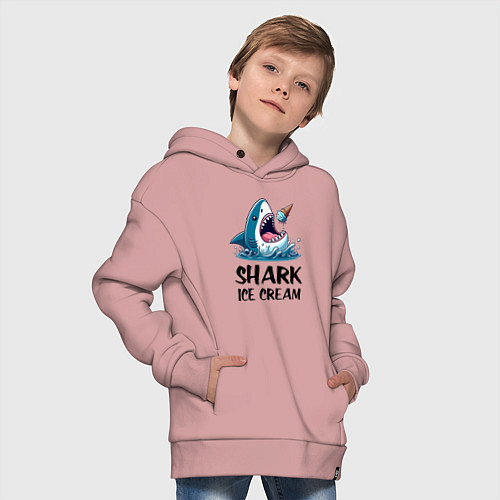 Детское худи оверсайз Shark ice cream - ai art / Пыльно-розовый – фото 4