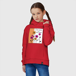 Толстовка оверсайз детская Люблю лето и цветы, цвет: красный — фото 2