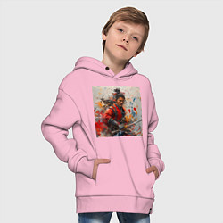 Толстовка оверсайз детская Краски самурая, цвет: светло-розовый — фото 2
