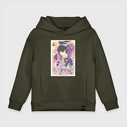 Толстовка оверсайз детская Магическая битва Тодзи Фусигуро сильнейший, цвет: хаки