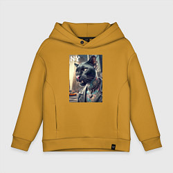 Толстовка оверсайз детская Cool dude panther from New York - ai art, цвет: горчичный