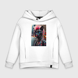 Толстовка оверсайз детская Голубоглазая пантера модница из Нью-Йорка - нейрос, цвет: белый