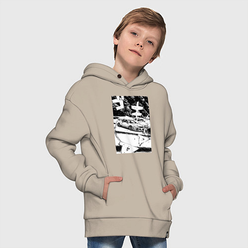 Детское худи оверсайз Автогонки / Миндальный – фото 4
