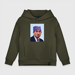 Толстовка оверсайз детская Michael Scott - Prison mike the office meme, цвет: хаки