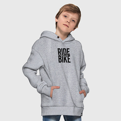 Детское худи оверсайз Black ride bike / Меланж – фото 4