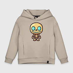Толстовка оверсайз детская Маленький скелет, цвет: миндальный