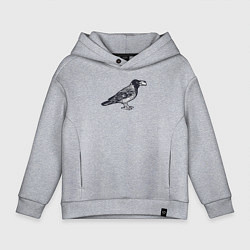 Толстовка оверсайз детская Ворона с денежкой, цвет: меланж