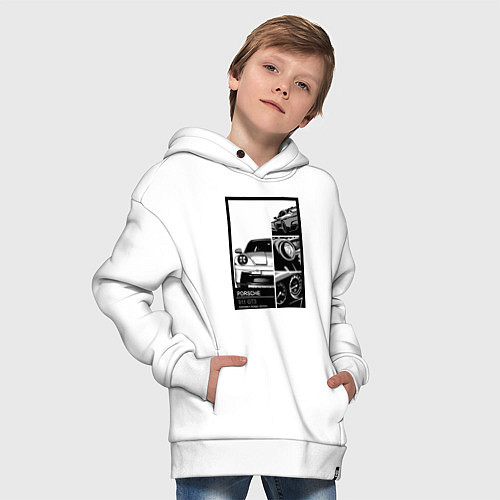 Детское худи оверсайз Porsche 911 автомобиль / Белый – фото 4