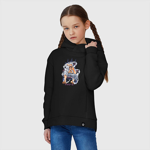 Детское худи оверсайз One piece дым smoke / Черный – фото 3