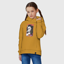 Толстовка оверсайз детская Клинок рассекающий демонов Незуко kimetsu no yaiba, цвет: горчичный — фото 2