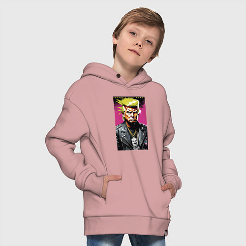 Детское худи оверсайз Trumps not dead - motto / Пыльно-розовый – фото 4