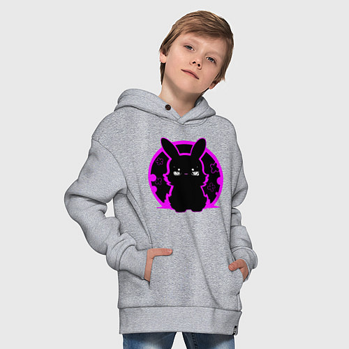 Детское худи оверсайз Зайка на черном фоне / Меланж – фото 4