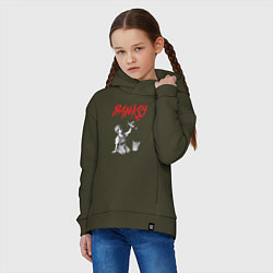 Толстовка оверсайз детская Стрит арт граффити Бэнкси - мальчик, цвет: хаки — фото 2