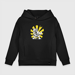 Толстовка оверсайз детская Кот-рокер с гитарой, цвет: черный