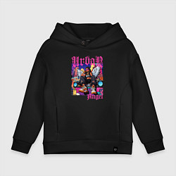 Толстовка оверсайз детская Городская девушка ангел в стиле хип-хоп, цвет: черный