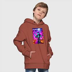 Толстовка оверсайз детская Minecraft and halloween - collaboration fantasy, цвет: кирпичный — фото 2