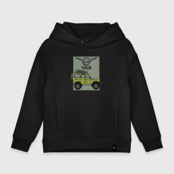 Толстовка оверсайз детская УАЗ на фоне карты, цвет: черный