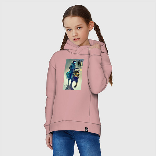 Детское худи оверсайз Cat forces - ai art fantasy / Пыльно-розовый – фото 3