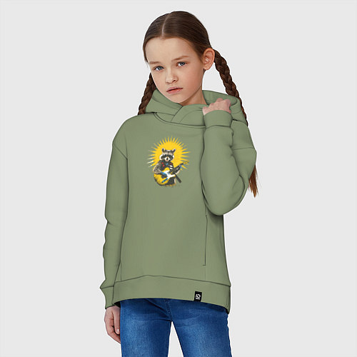 Детское худи оверсайз Енот рокер / Авокадо – фото 3
