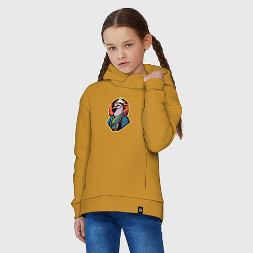 Детское худи оверсайз Голубь самурай / Горчичный – фото 3