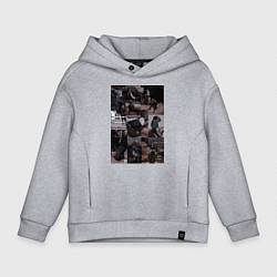 Толстовка оверсайз детская Конный спорт коллаж, цвет: меланж