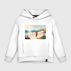 Детское худи оверсайз Летний пейзаж с женщиной на пляже