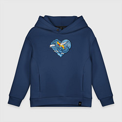 Толстовка оверсайз детская Сердце моря, цвет: тёмно-синий