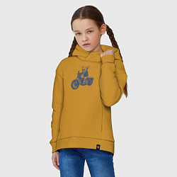 Толстовка оверсайз детская Той-терьер байкер на мотоцикле чоппере, цвет: горчичный — фото 2
