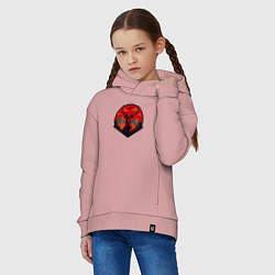 Толстовка оверсайз детская Олень на фоне гор, цвет: пыльно-розовый — фото 2