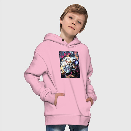 Детское худи оверсайз Ван-Пис Йонко пираты / Светло-розовый – фото 4