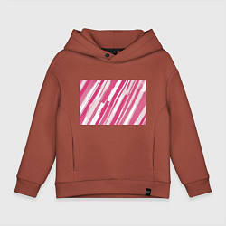 Толстовка оверсайз детская Розовые полосы, цвет: кирпичный