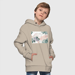 Толстовка оверсайз детская Акварельные листья светлые, цвет: миндальный — фото 2