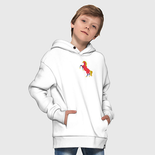 Детское худи оверсайз Конь красный / Белый – фото 4